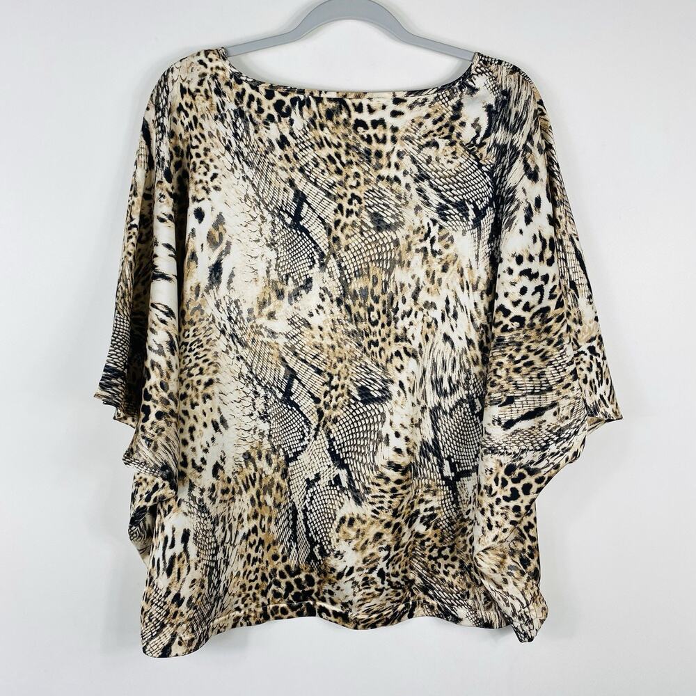 Chico's Top Large 2 12 Snakeskin Print V-Neck Dolman Sleeve Pullover Blouse - Picture 2 of 6